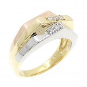 K18YG/PT900/K18PG ダイヤモンド リング 0.14CT
