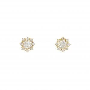 K18YG フラワー ダイヤモンド ピアス 0.54CT