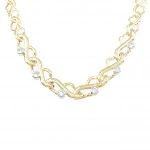K18YG/PT850 ダイヤモンド ネックレス 1.10CT
