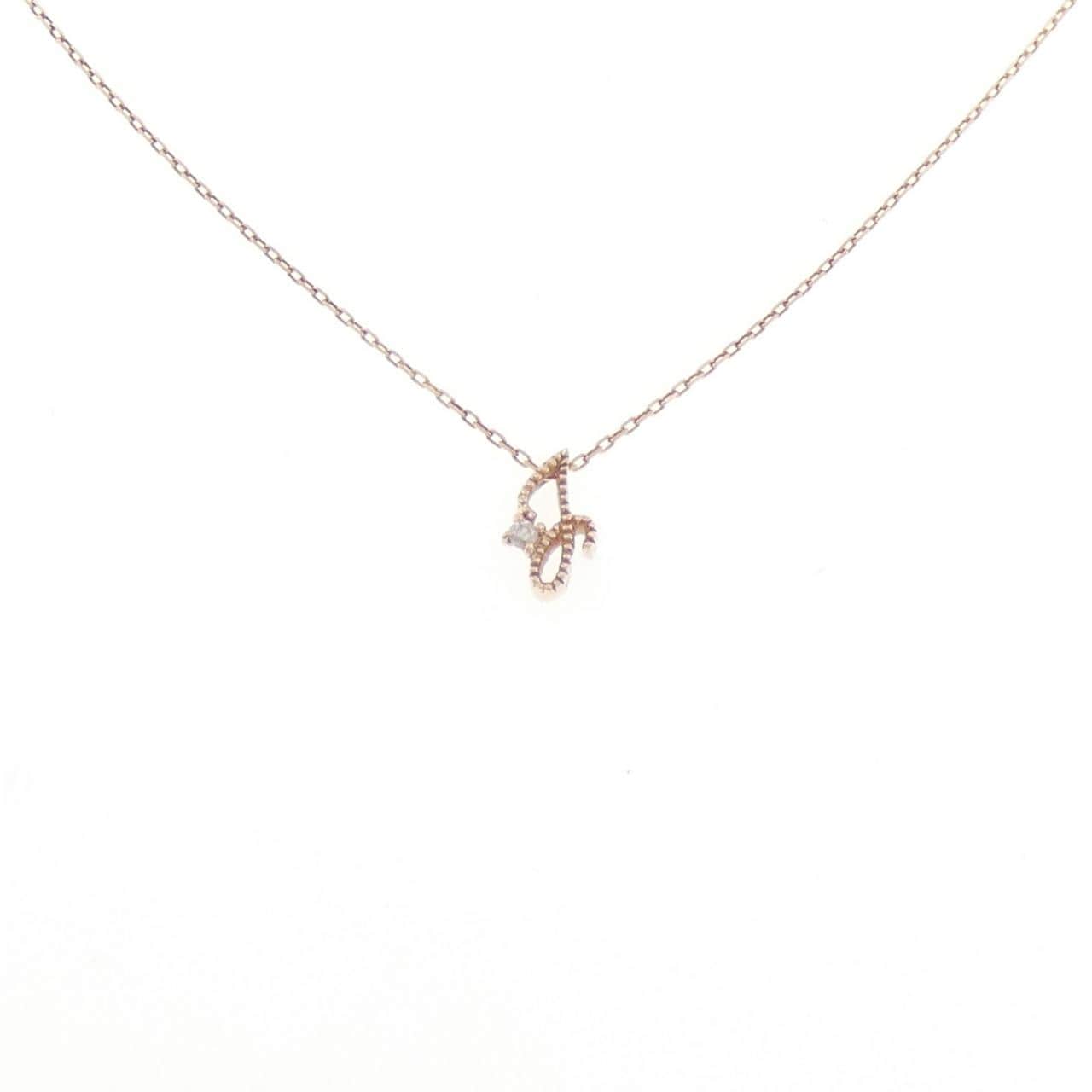 K10PG イニシャルF ダイヤモンド ネックレス 0.01CT