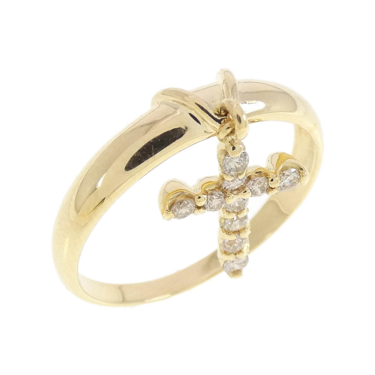 K18YG クロス ダイヤモンド リング 0.15CT