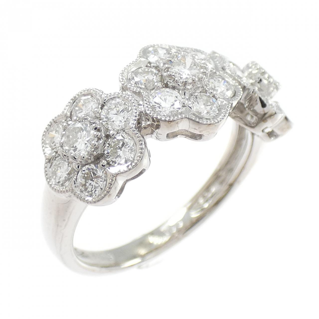 K18WG フラワー ダイヤモンド リング 1.00CT