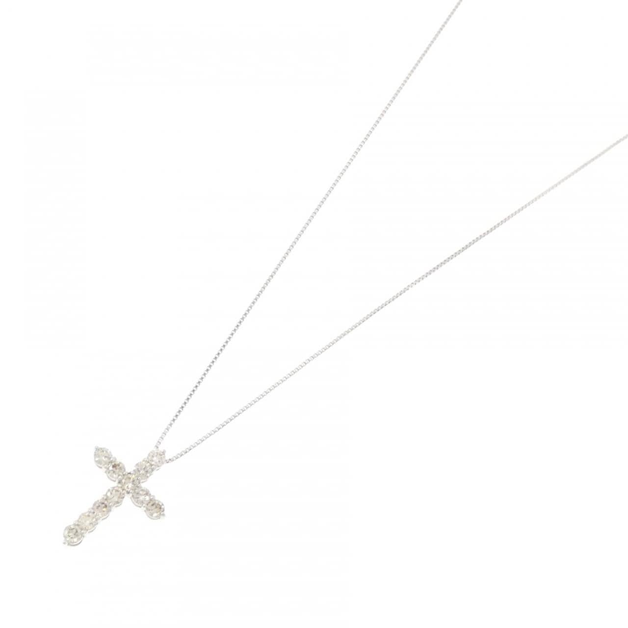 K18WG クロス ダイヤモンド ネックレス 0.50CT