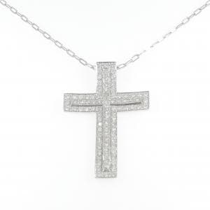 K18WG クロス ダイヤモンド ネックレス 2.60CT