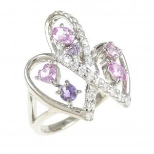 K18WG ハート サファイヤ リング 0.78CT