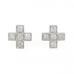 PT900 クロス ダイヤモンド ピアス 0.614CT