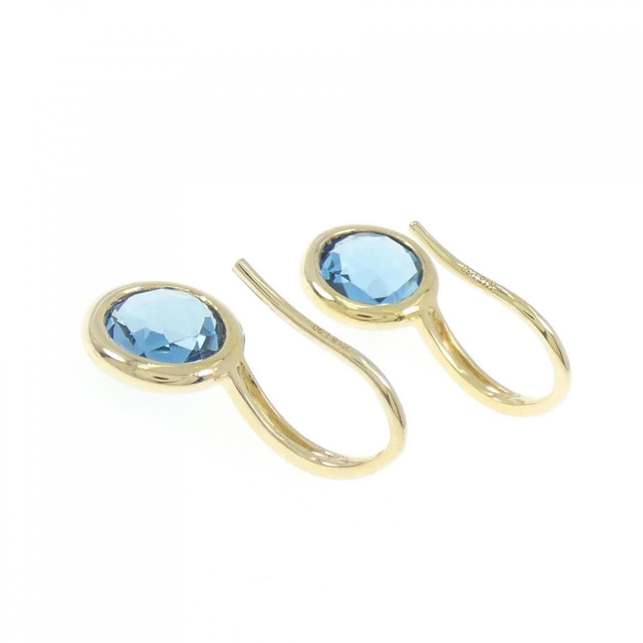 K18YG Blue Topaz Earrings 2.60CT