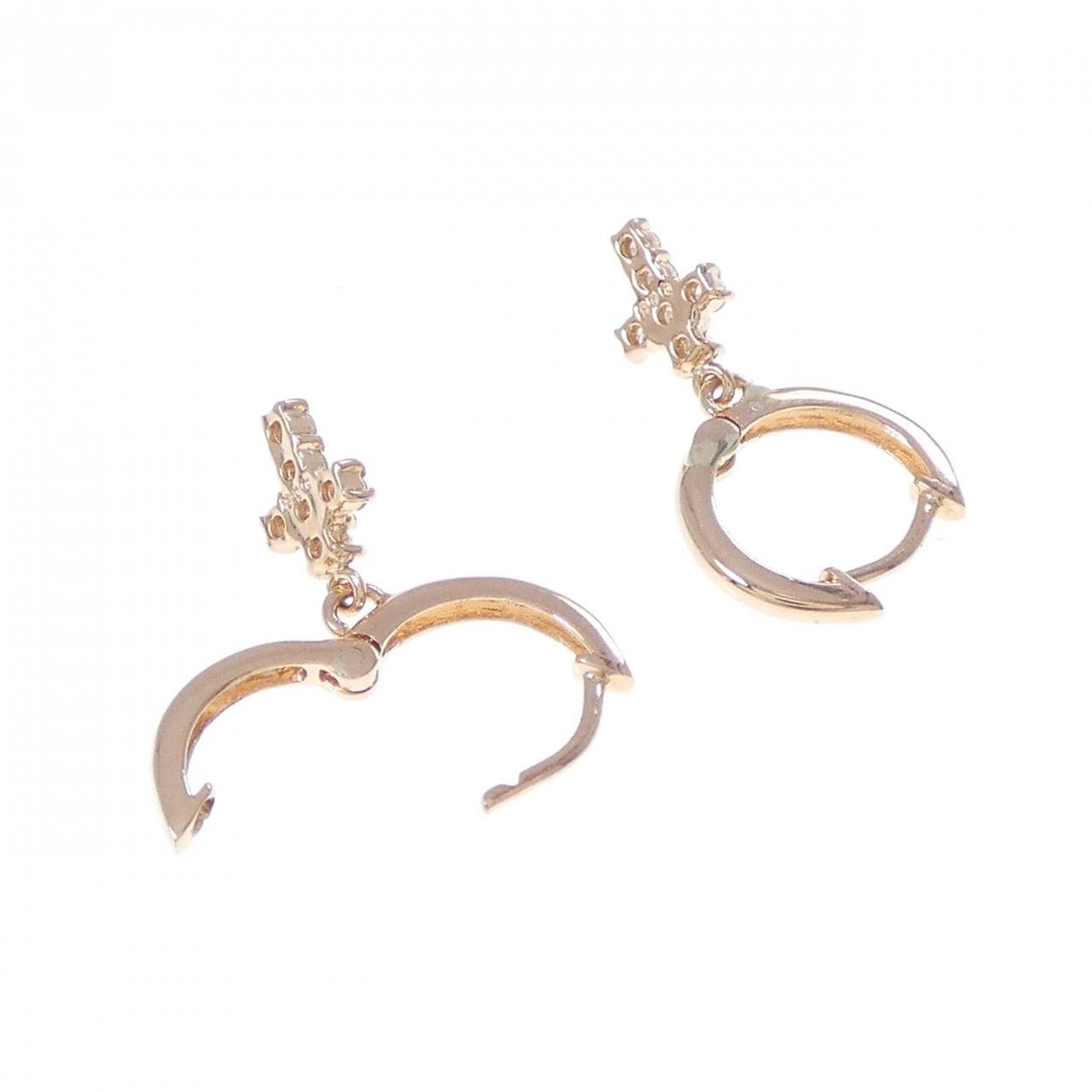 K18PG クロス ダイヤモンド ピアス 0.10CT