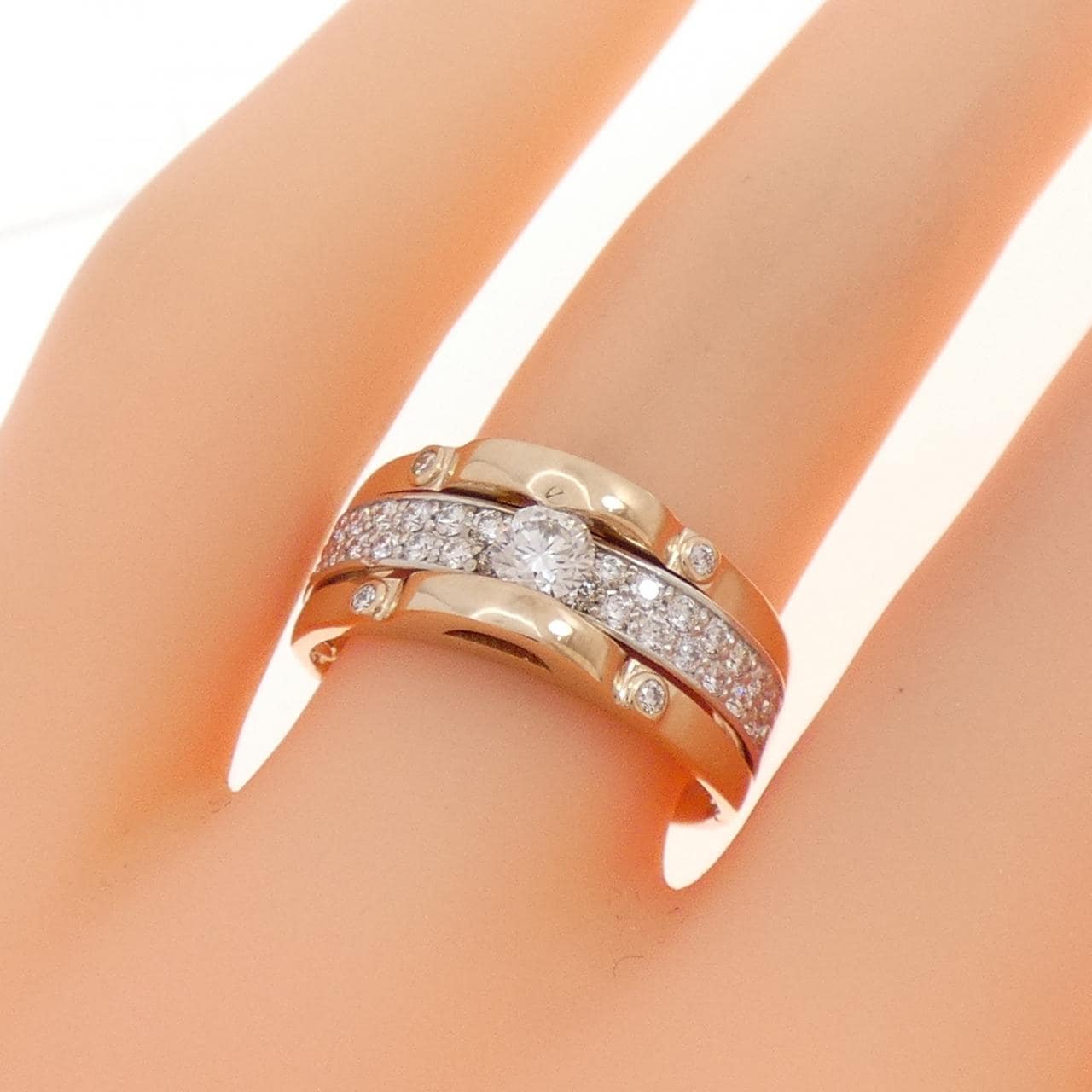 K18PG/PT900 ダイヤモンド リング 0.18CT