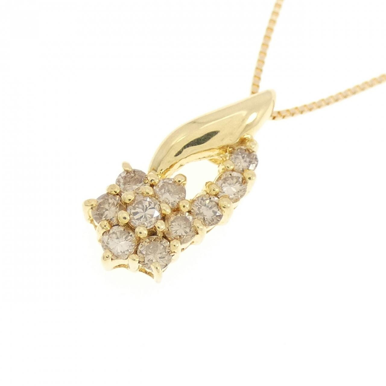 K18YG フラワー ダイヤモンド ネックレス 0.30CT