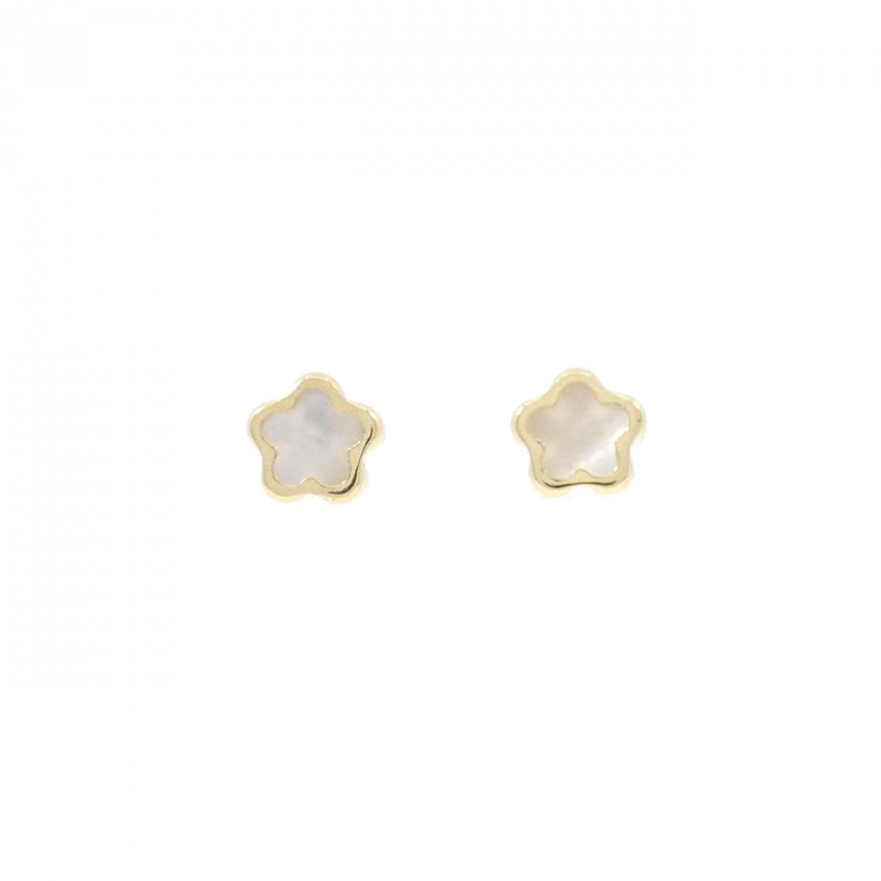 [BRAND NEW] 750YG Flower Mother of Pearl Earrings