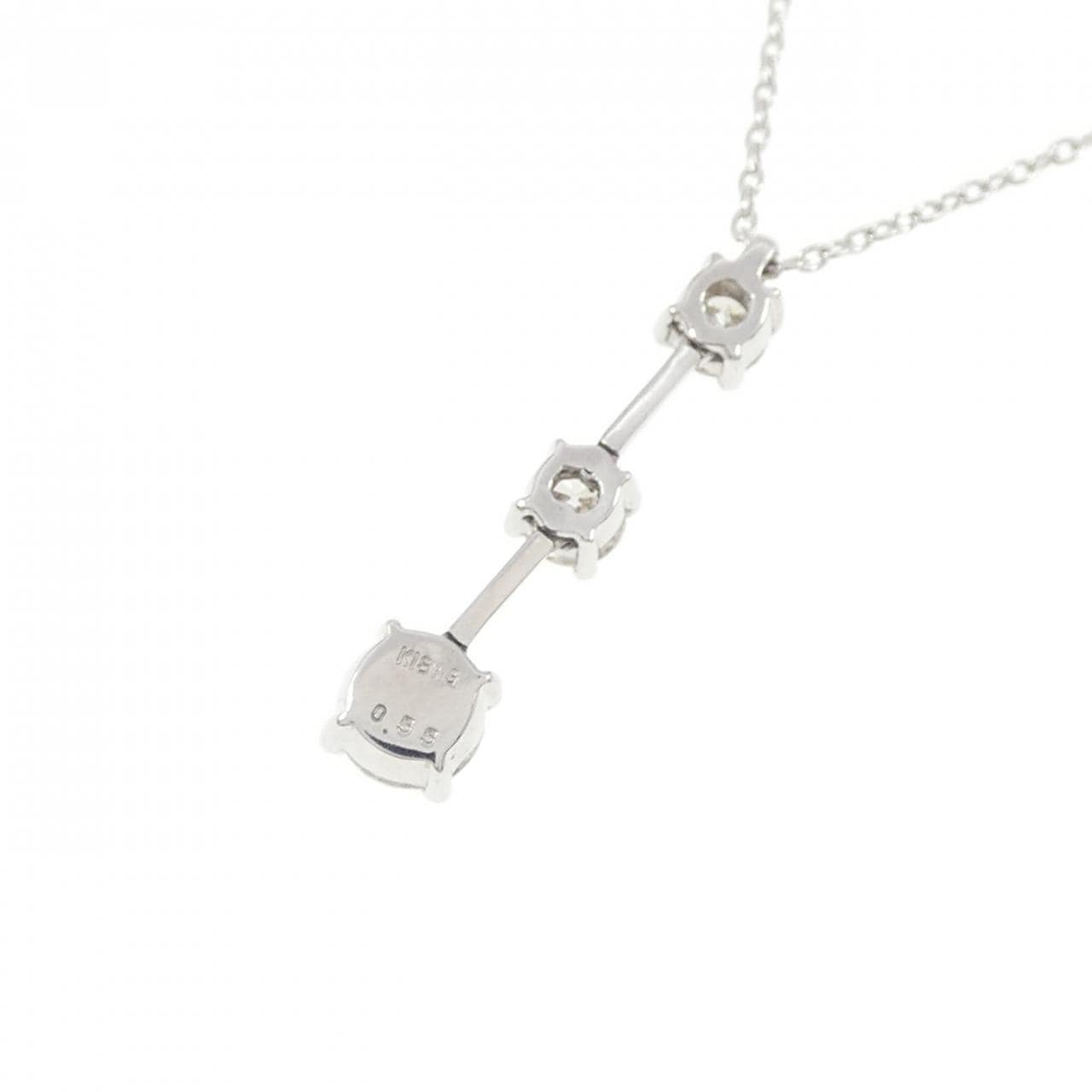 K18WG スリーストーン ダイヤモンド ネックレス 0.55CT