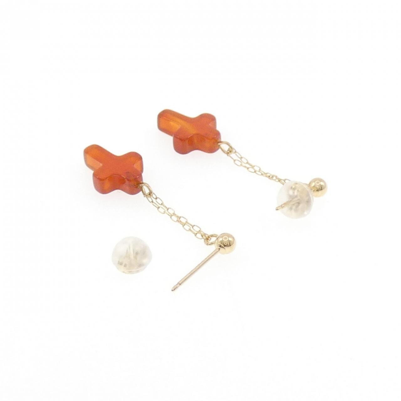 K18YG クロス メノウ ピアス