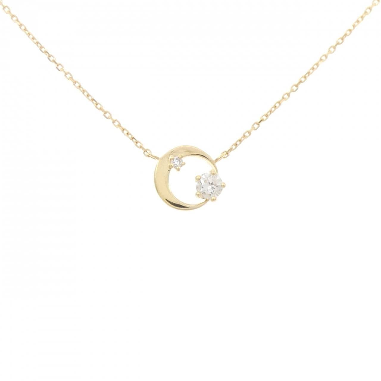 K18YG Moon Diamond Necklace 0.122CT