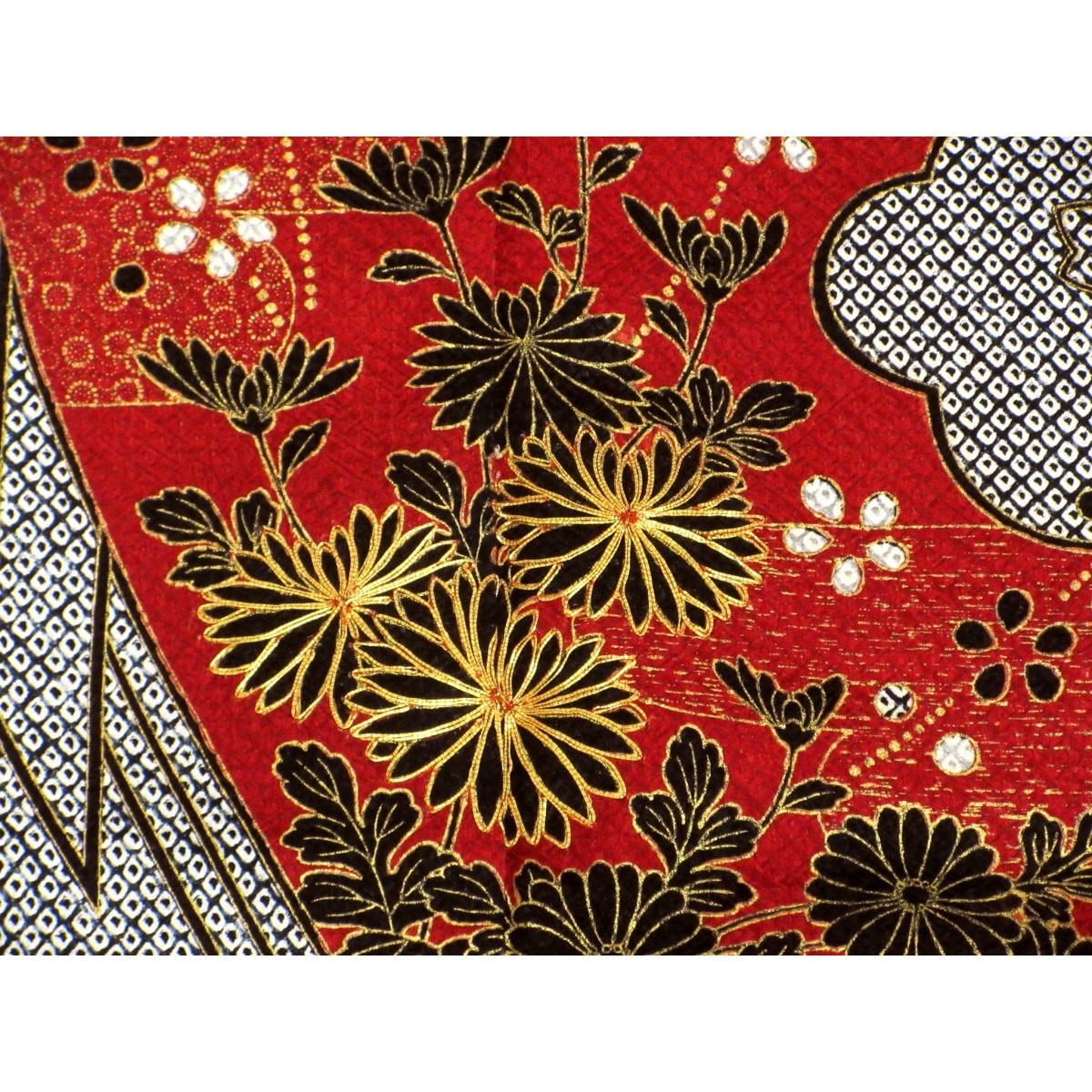 振袖　総絞り　友禅金彩加工　刺繍入り　身幅Ｌ寸