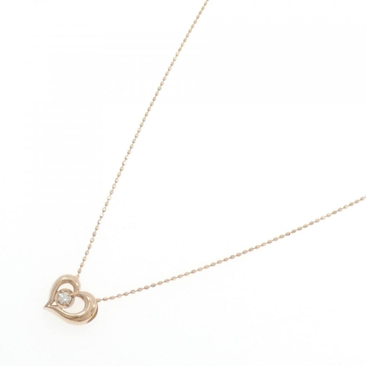 K18PG ハート ダイヤモンド ネックレス 0.05CT