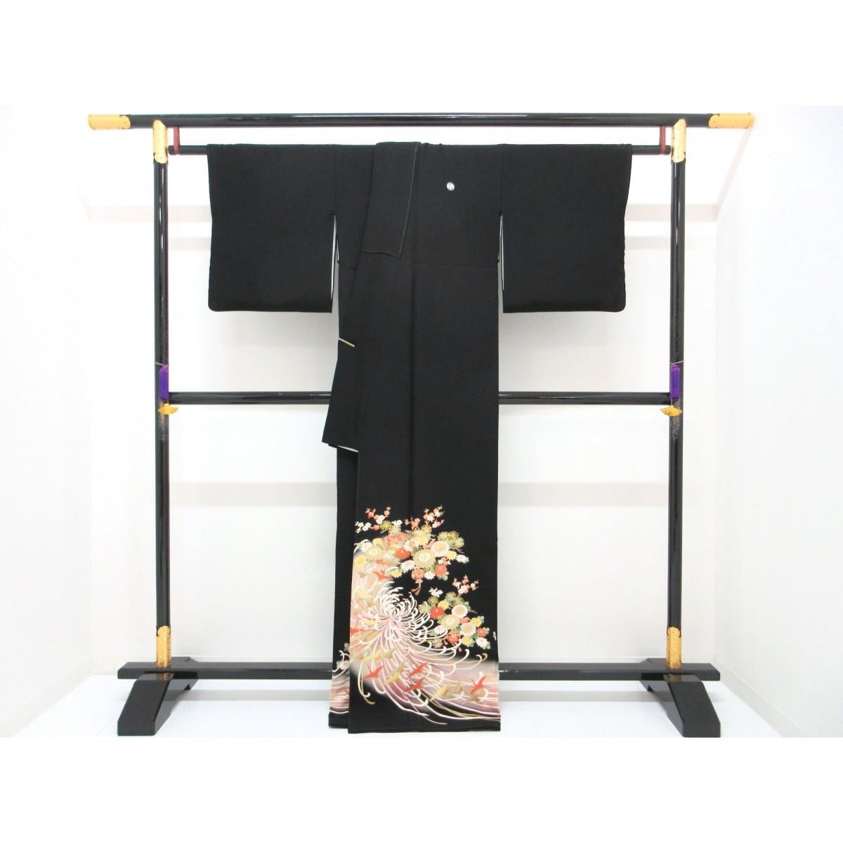 留袖　友禅金彩加工　刺繍入り　丸に蔦