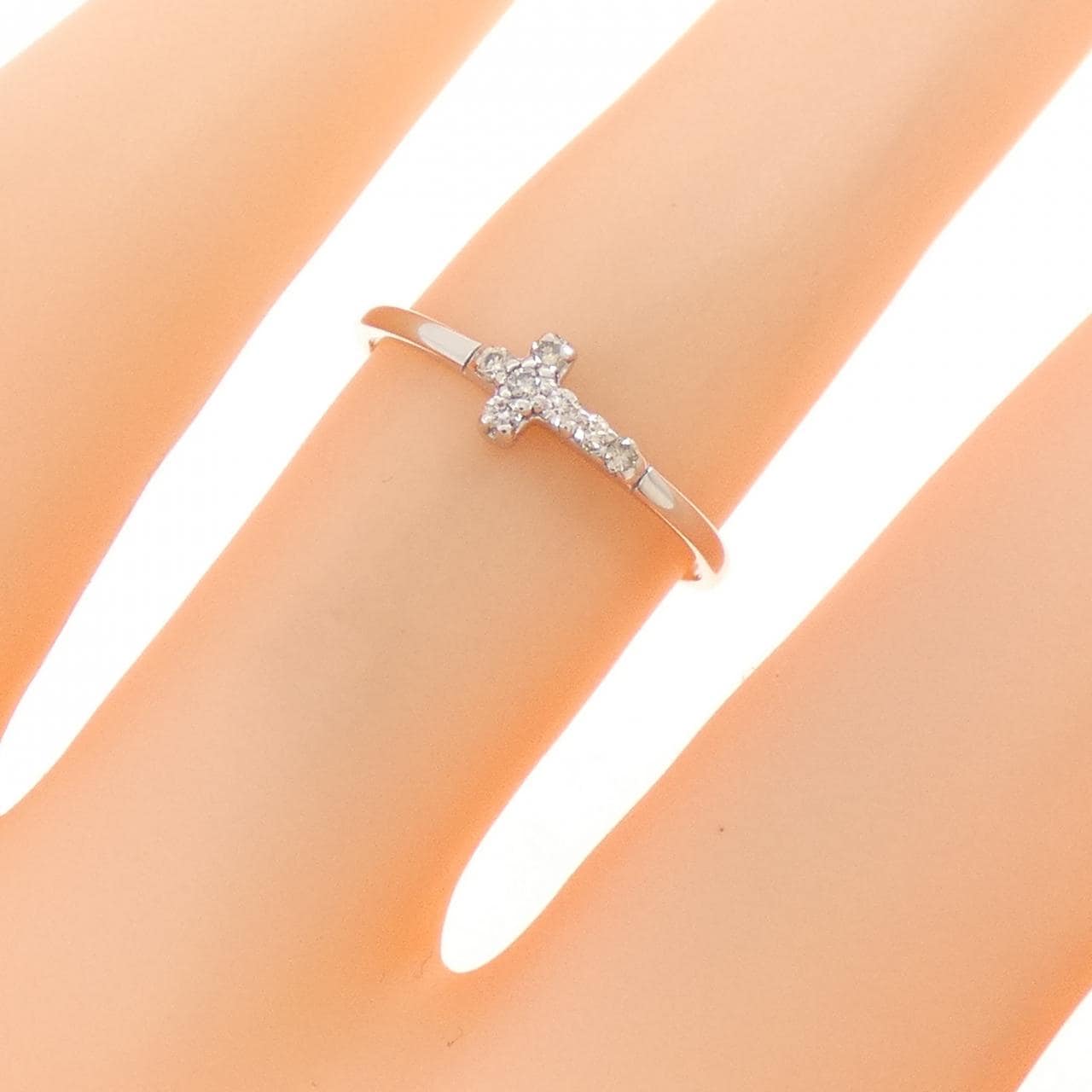 K10WG クロス ダイヤモンド リング 0.06CT
