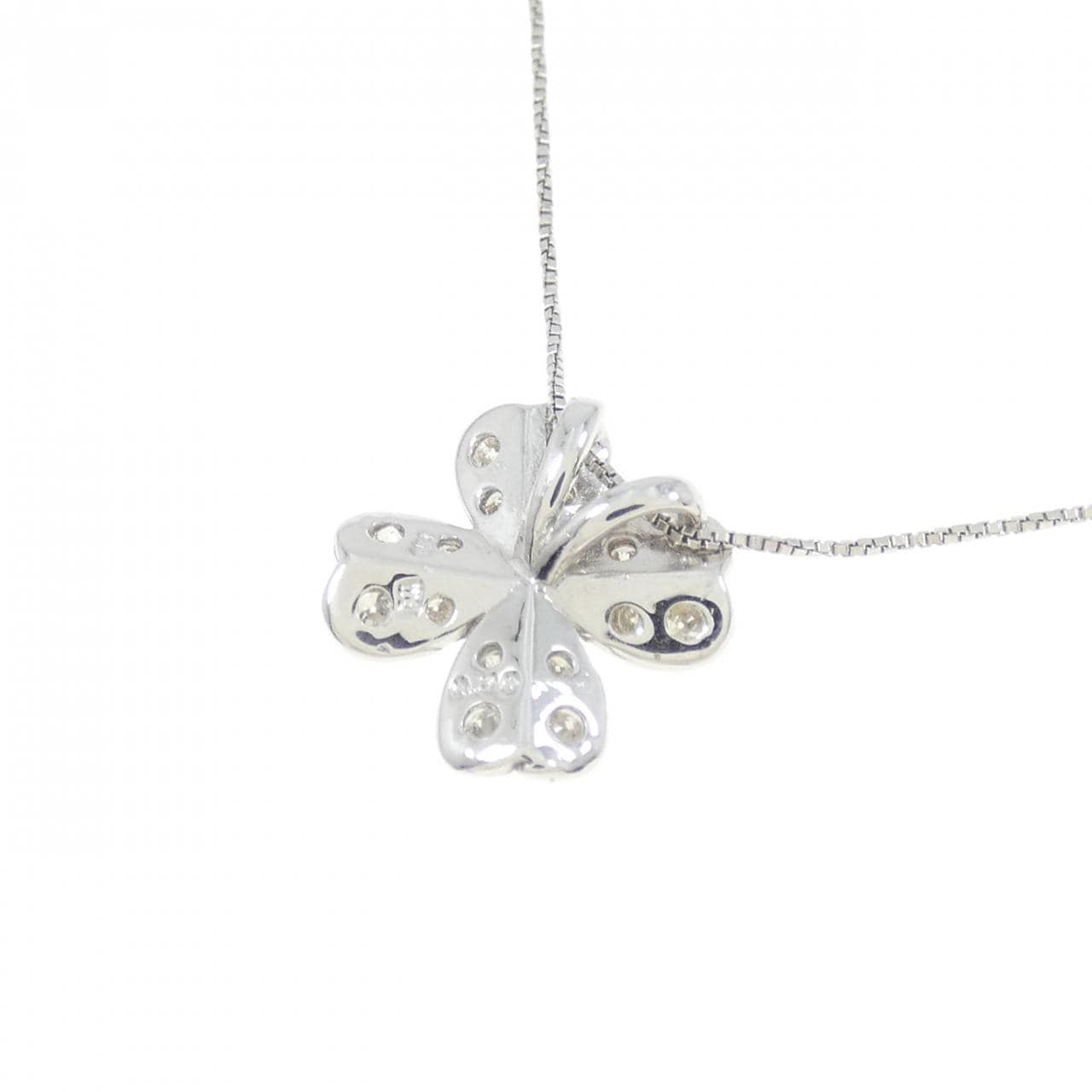 K18WG クローバー ダイヤモンド ネックレス 0.20CT