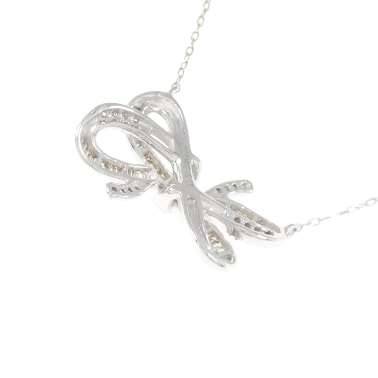 K18WG ribbon Diamond necklace 0.35CT