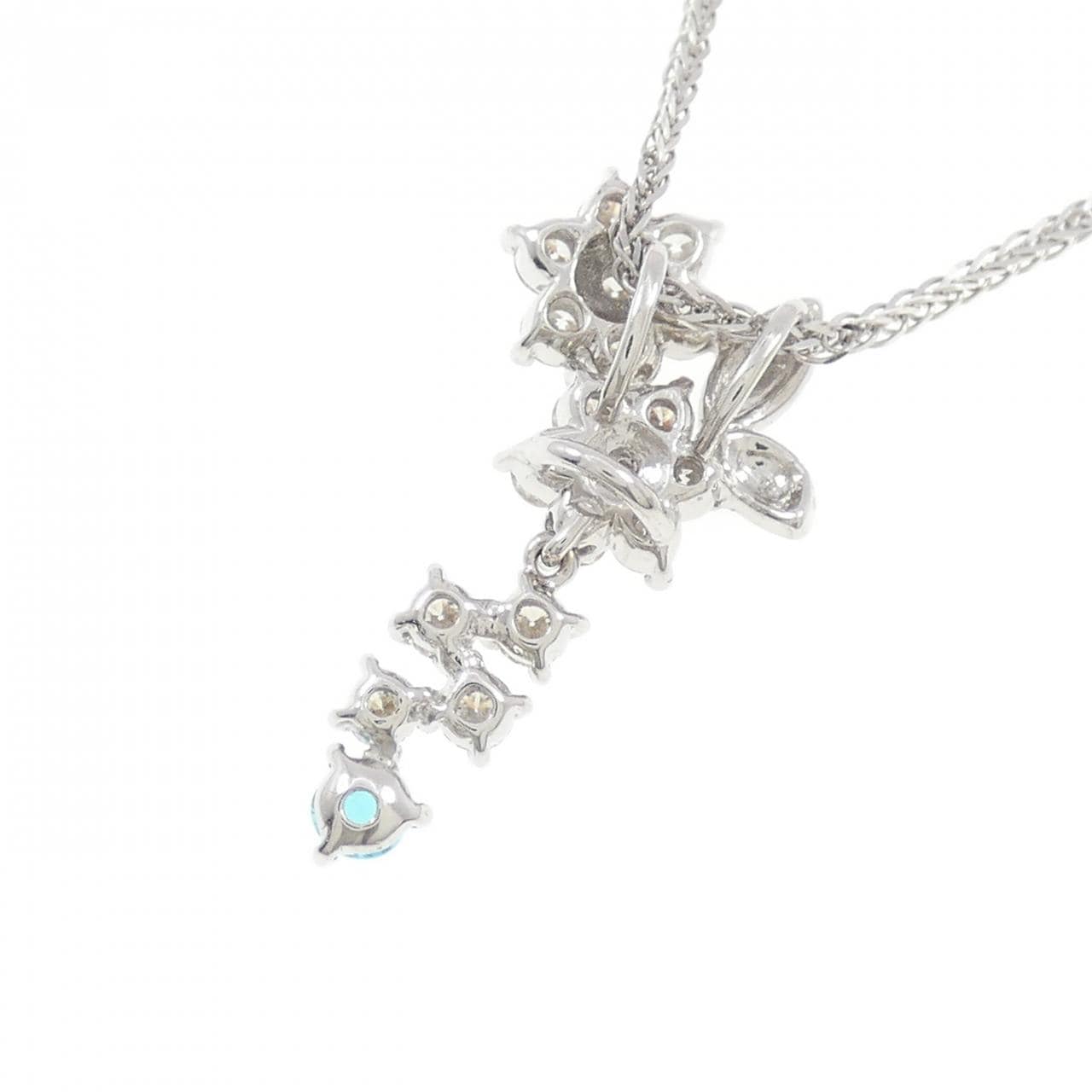 K18WG Flower Paraiba Tourmaline Necklace 0.11CT