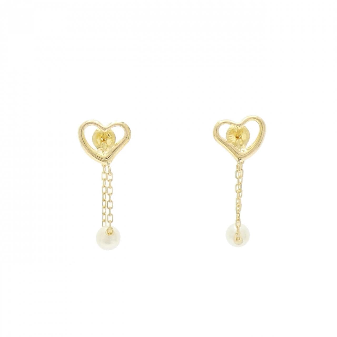 K18YG ハート アコヤパール ピアス 3.7mm