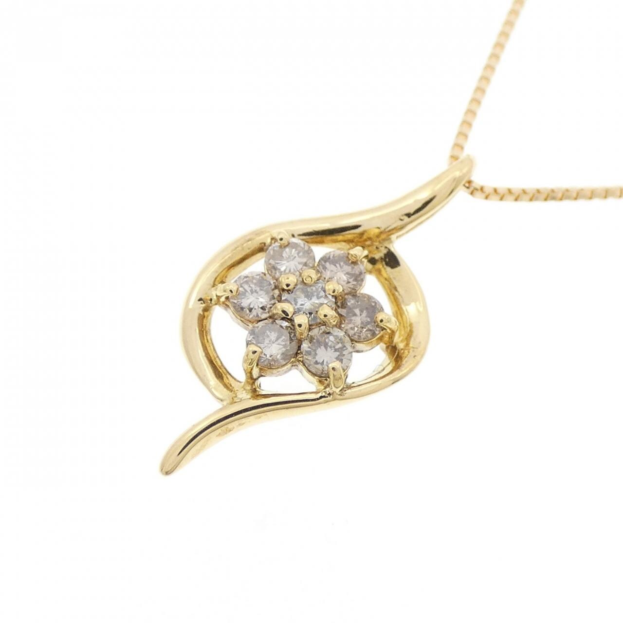 K18YG フラワー ダイヤモンド ネックレス 0.25CT