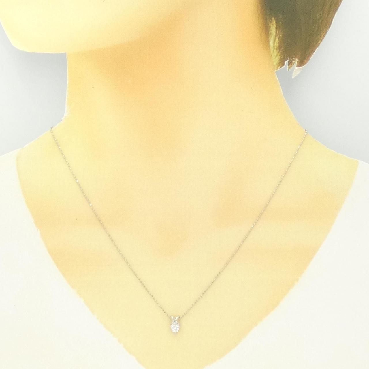 ① K18WG 0.182ct ダイヤモンド ネックレス-