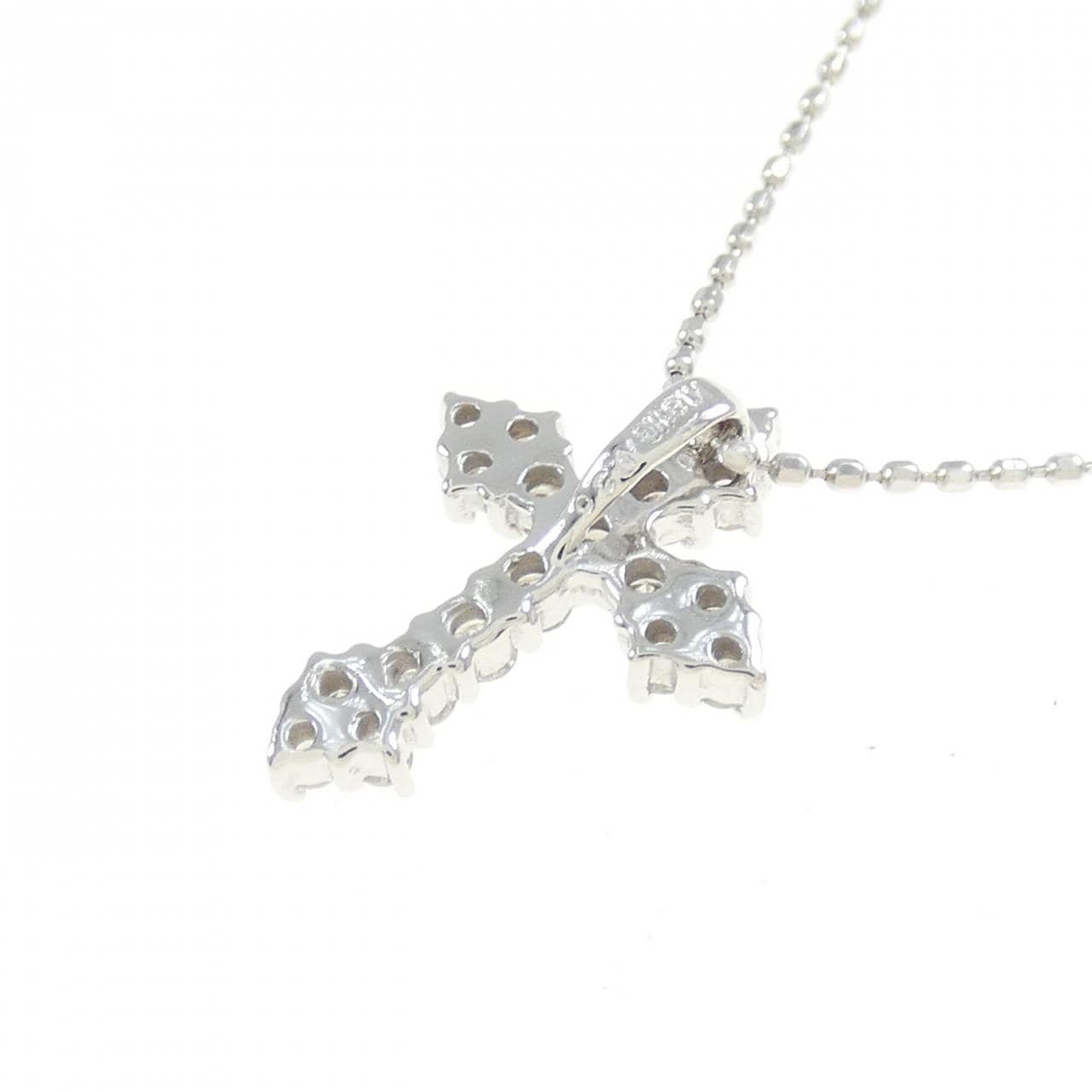 K18WG クロス ダイヤモンド ネックレス 0.30CT
