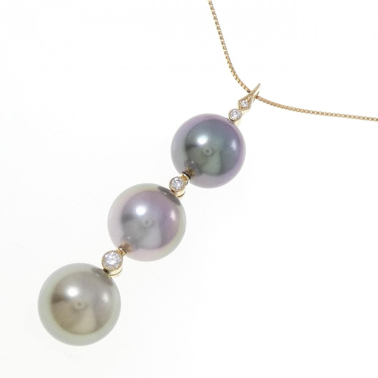 K18YG 黒蝶パール ネックレス 12.1mm