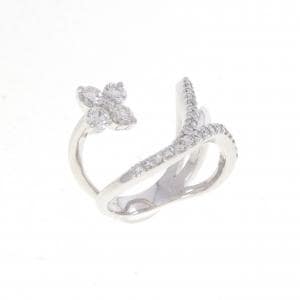 K18WG フラワー ダイヤモンド ピンキーリング 0.43CT