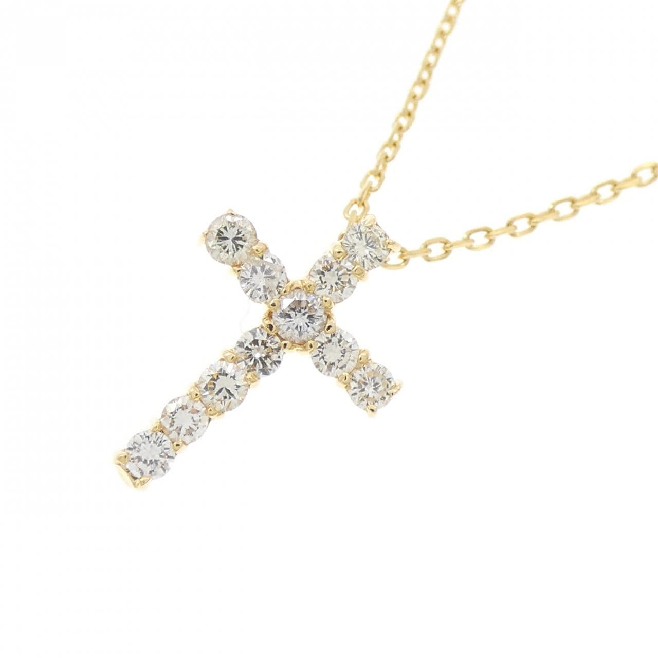 K18YG クロス ダイヤモンド ネックレス 0.23CT