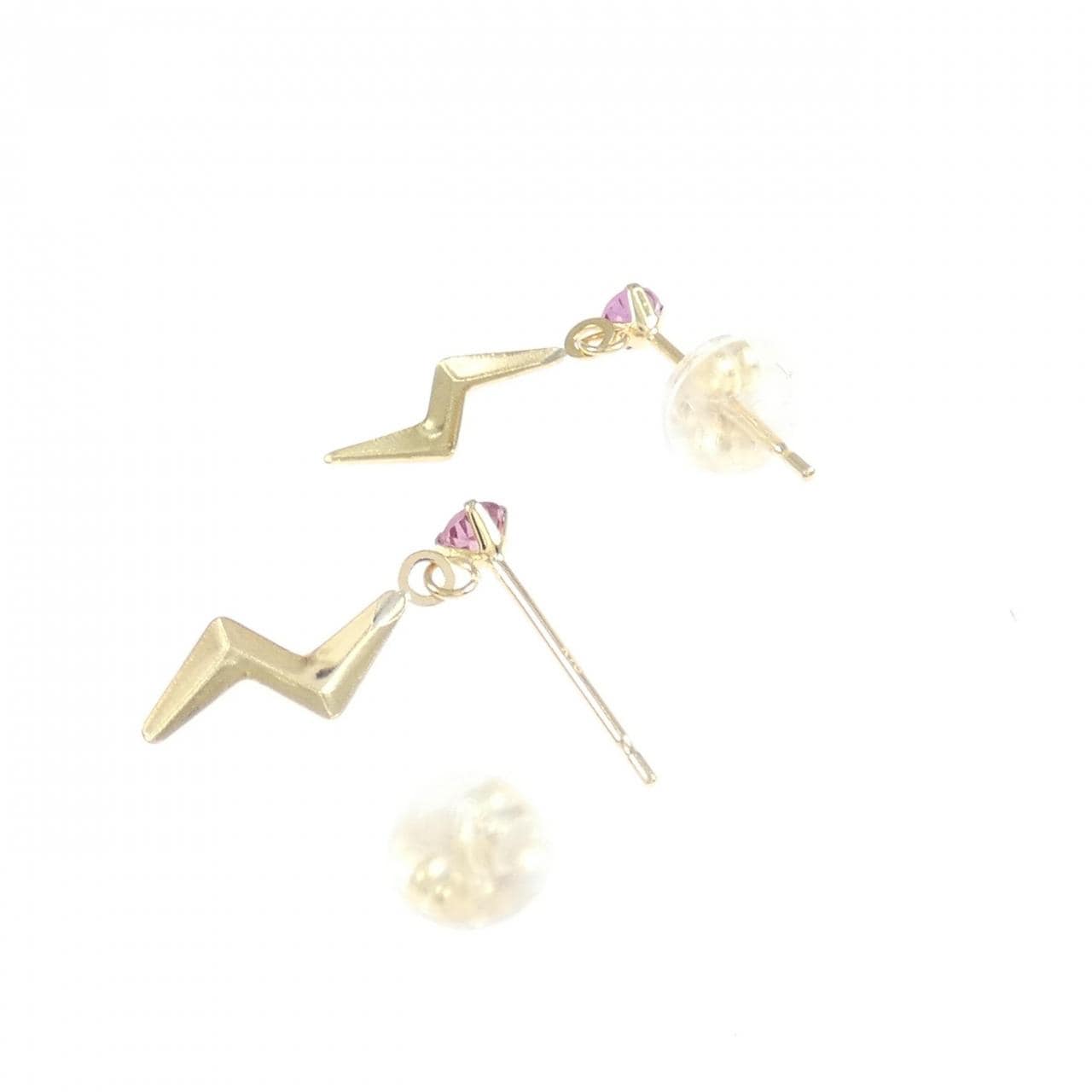 K18YG石榴石耳環