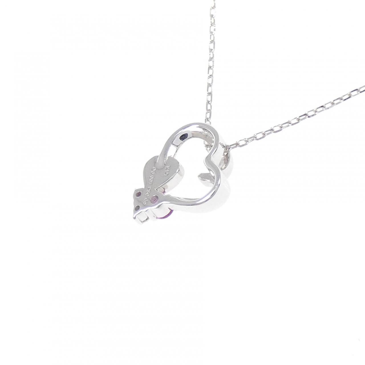 K10WG ハート サファイヤ ネックレス 0.06CT