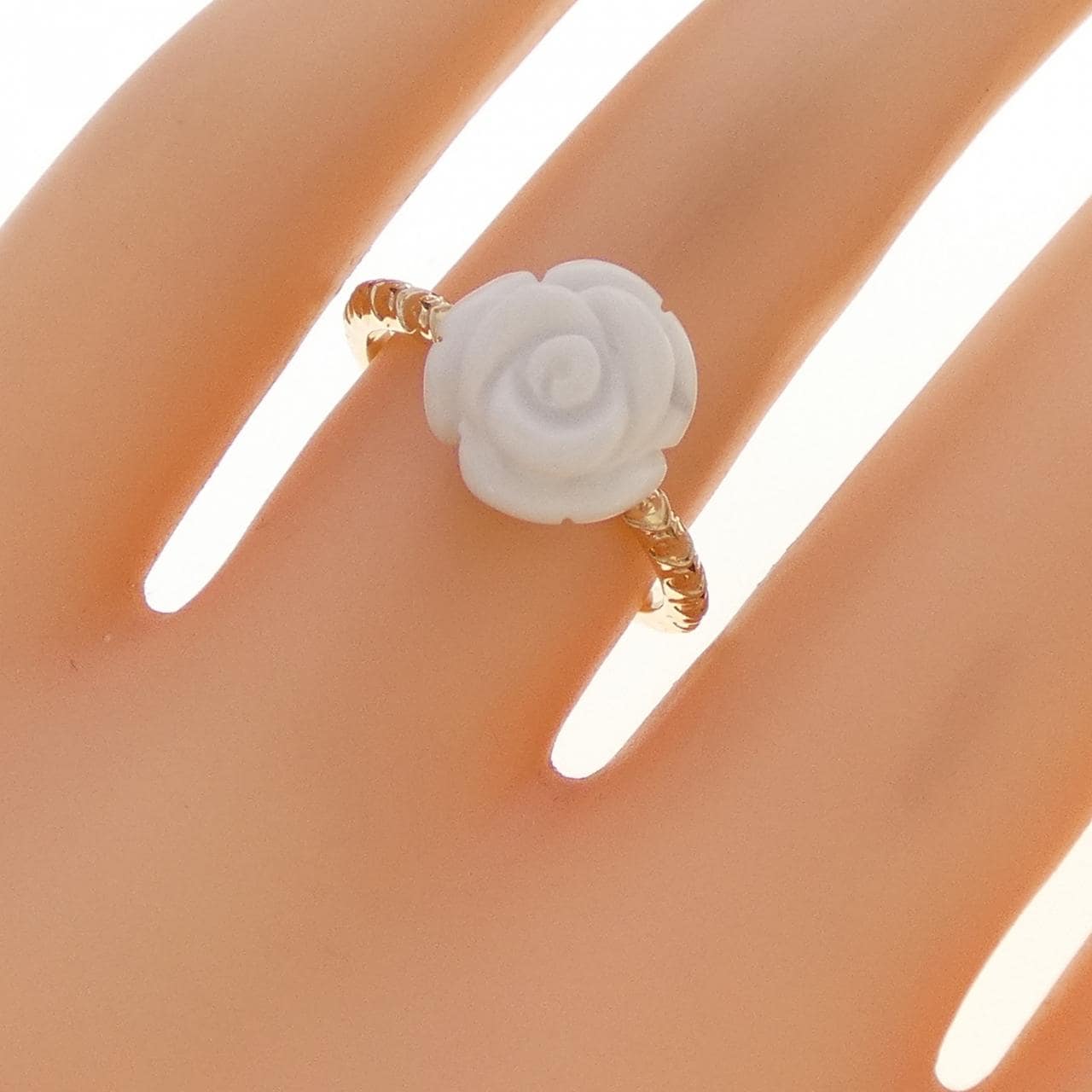 K10YG ローズ カルセドニー リング