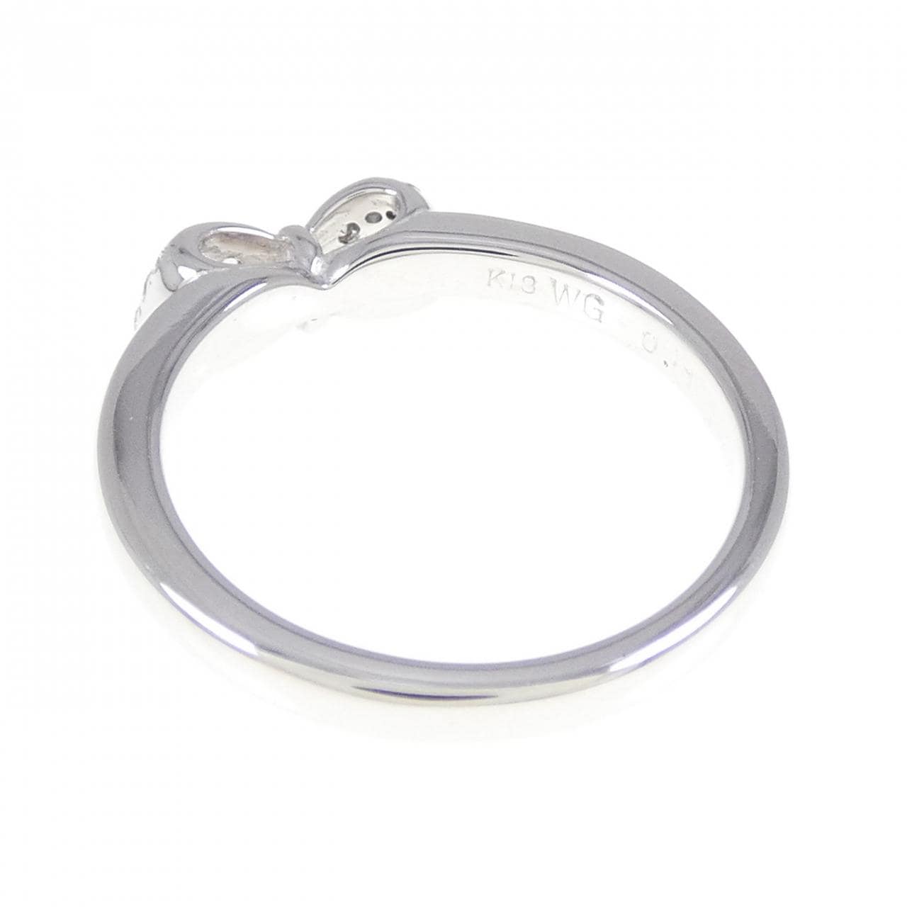 K18WG リボン ダイヤモンド リング 0.11CT