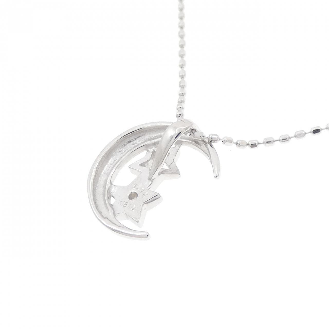 K18WG ムーン×スター ダイヤモンド ネックレス 0.01CT