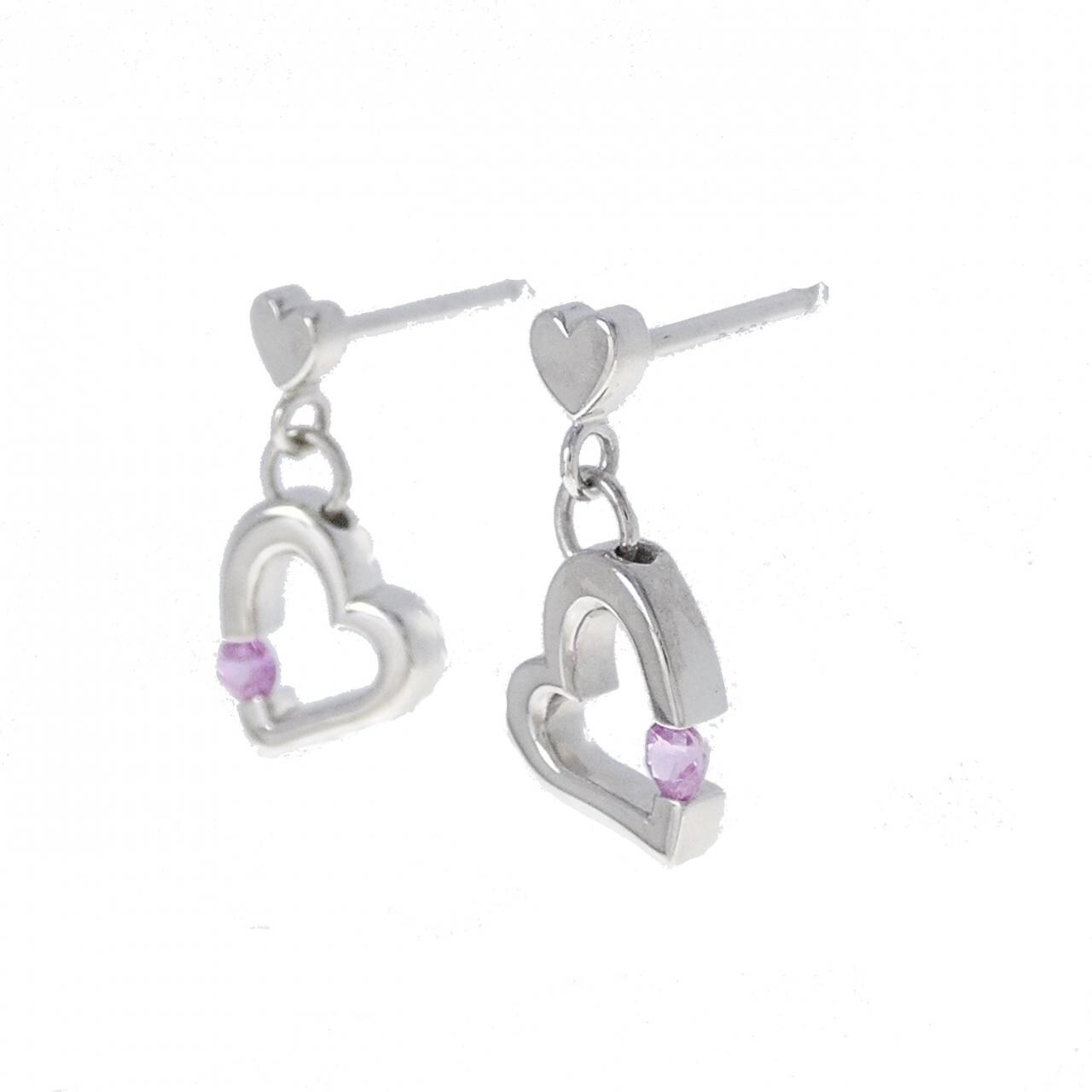 PT900 ハート サファイヤ ピアス 0.188CT