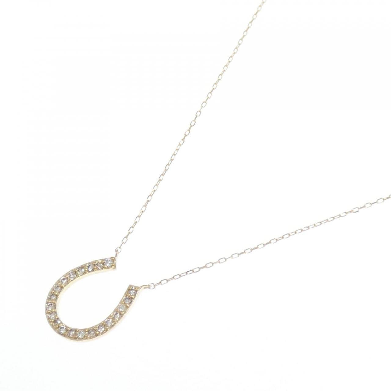[BRAND NEW] K18YG Horseshoe Diamond Necklace 0.10CT