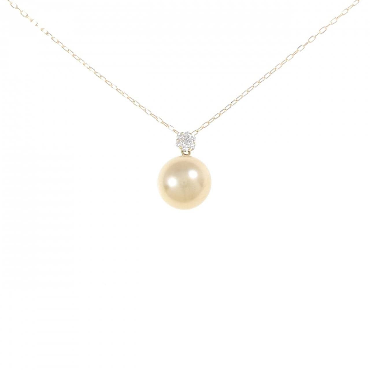 K18YG 白蝶パール ネックレス 9.8mm