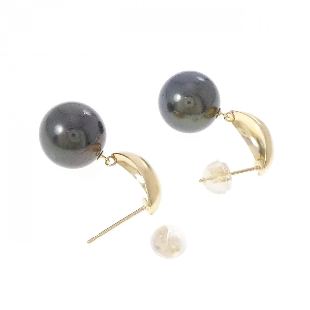 K18YG 黒蝶パール ピアス 10.3mm
