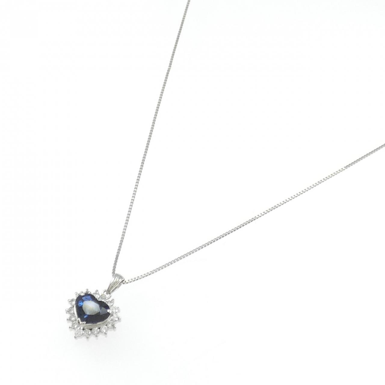PT900/PT850 ハート サファイヤ ネックレス 1.09CT