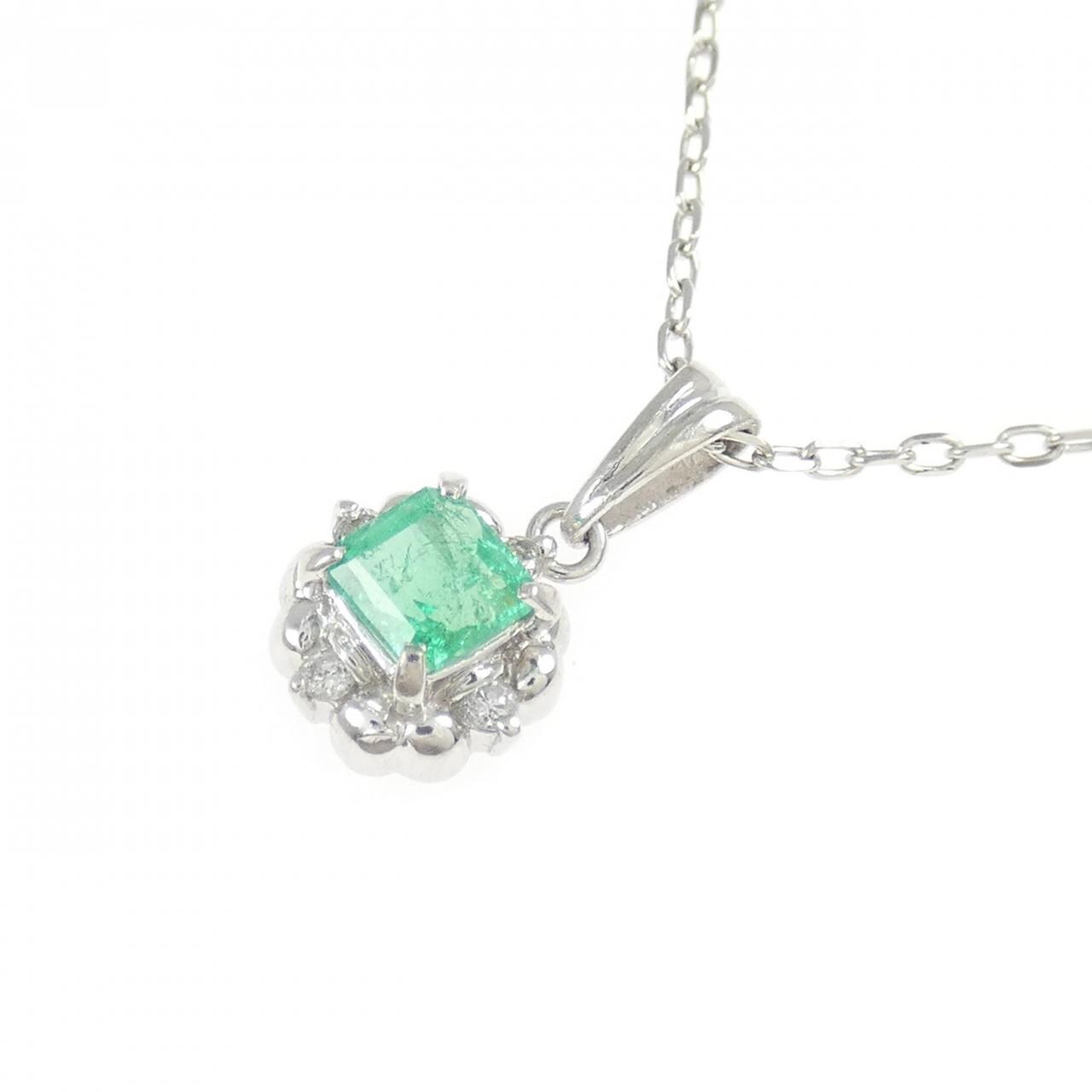 PT900/PT850 エメラルド ネックレス 0.29CT