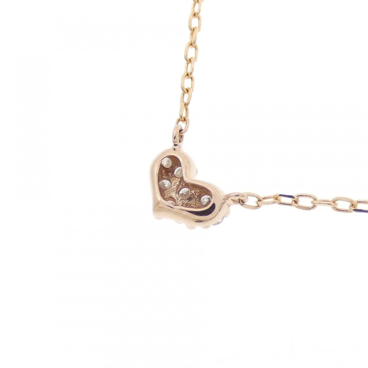 K10PG/K10YG ハート ダイヤモンド ネックレス
