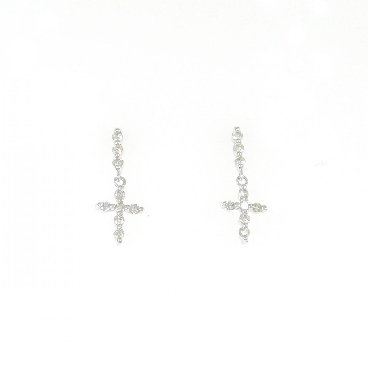 コメ兵｜K18WG クロス ダイヤモンド ピアス 0.20CT｜ジュエリー