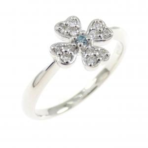 K18WG フラワー ダイヤモンド リング 0.13CT