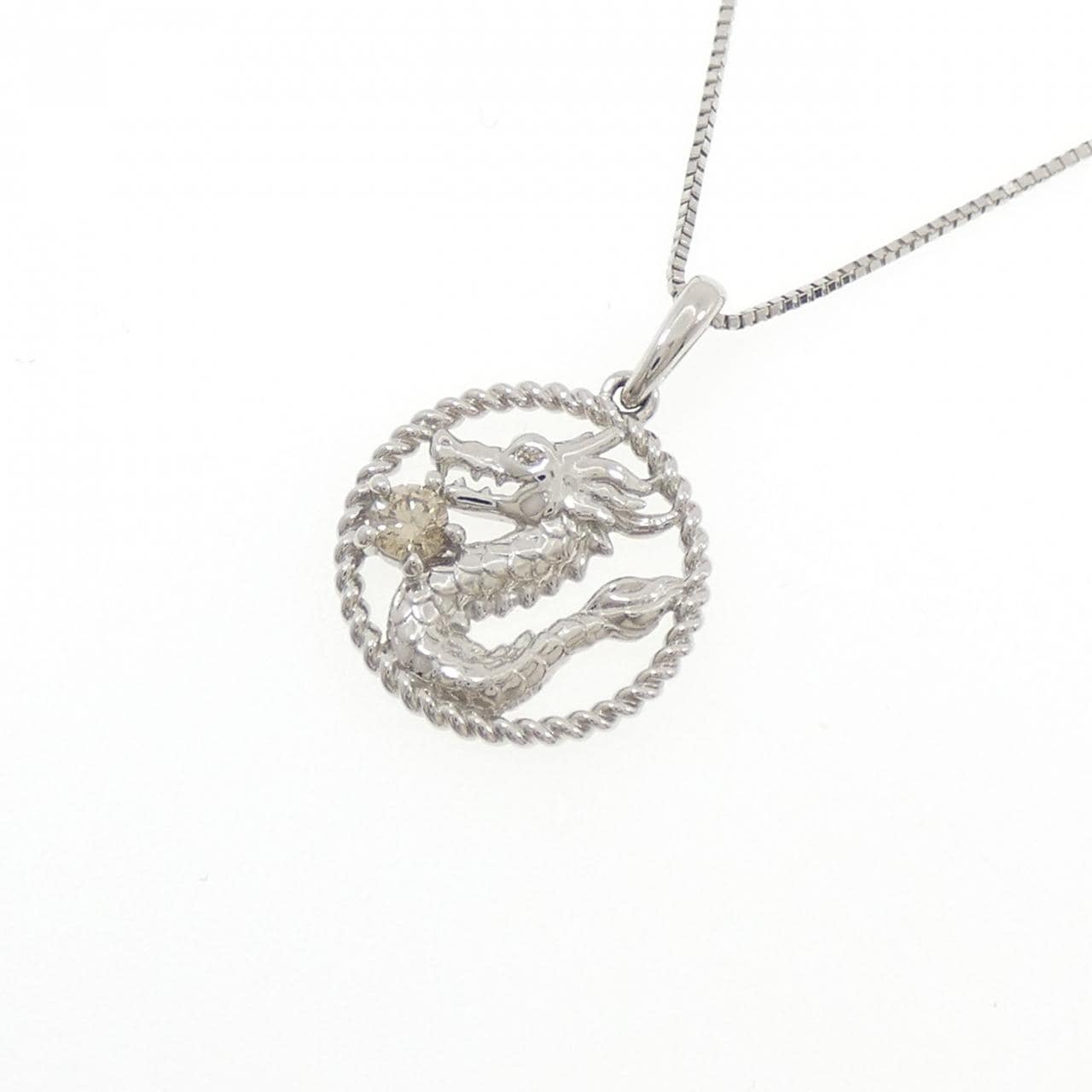 ジーエスティービー ドラゴン ダイヤモンド ネックレス 0.10CT