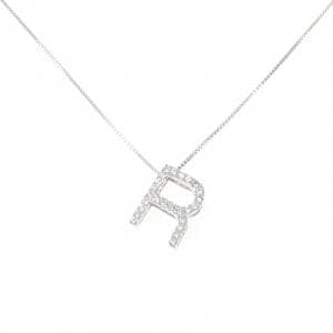 K18WG イニシャルR ダイヤモンド ネックレス 0.15CT