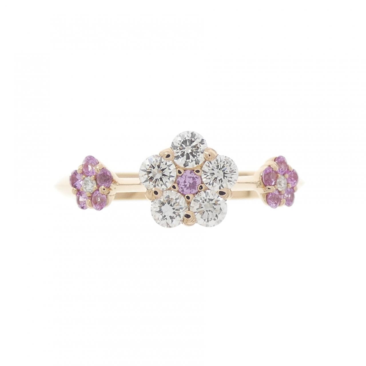 K18PG フラワー サファイヤ リング 0.14CT