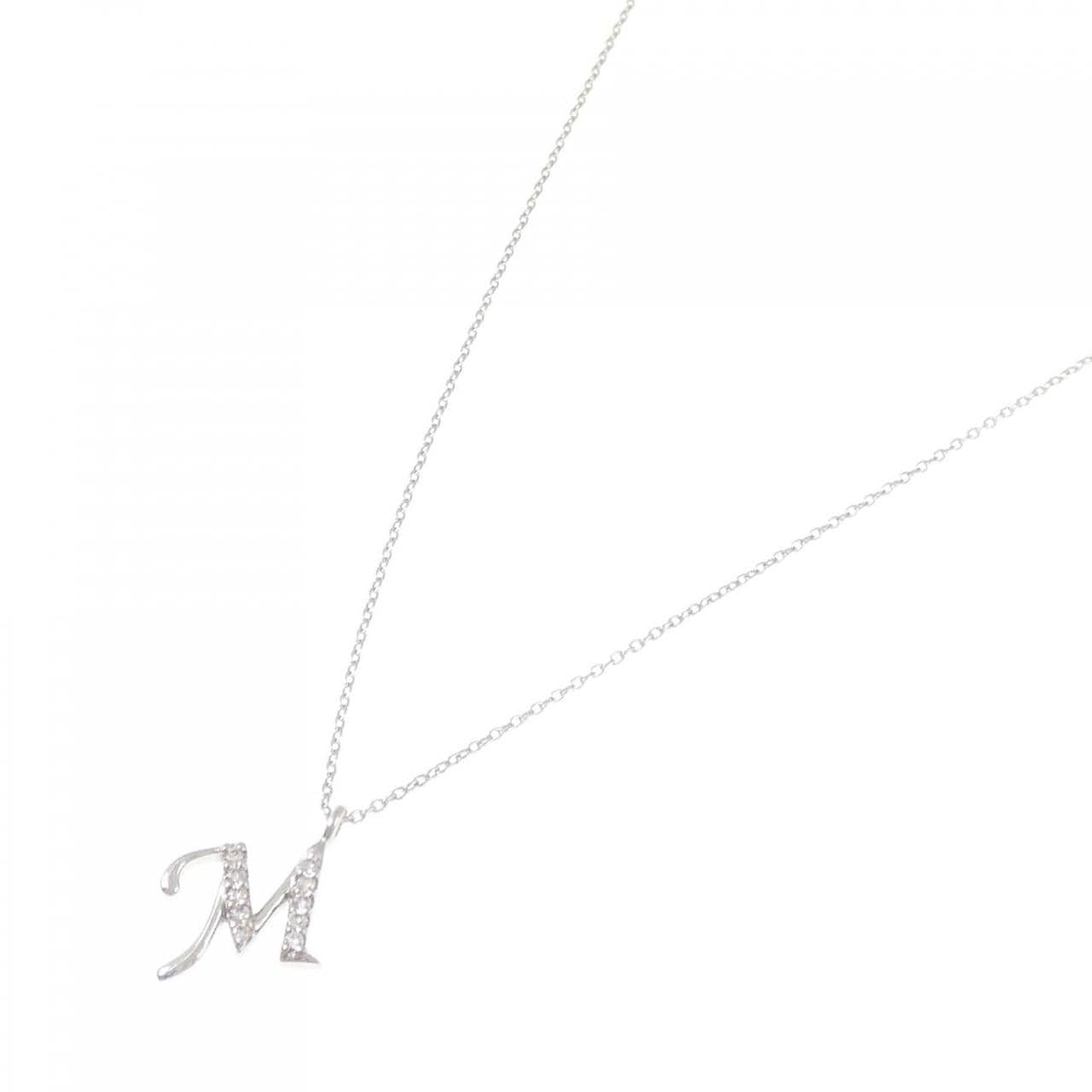 K18WG イニシャルM ダイヤモンド ネックレス 0.06CT